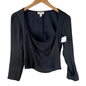 OPEN EDIT Nordstrom New Womens Square Neck Long Sleeve Corset Top Black Size XS